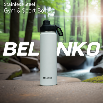 BELANKO 24 OZ  Double Vacuum Drinking Bottle for Sports - White