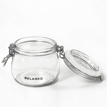 BELANKO 17 OZ Multipurpose Glass Storage Jars with Airtight Seal Lids