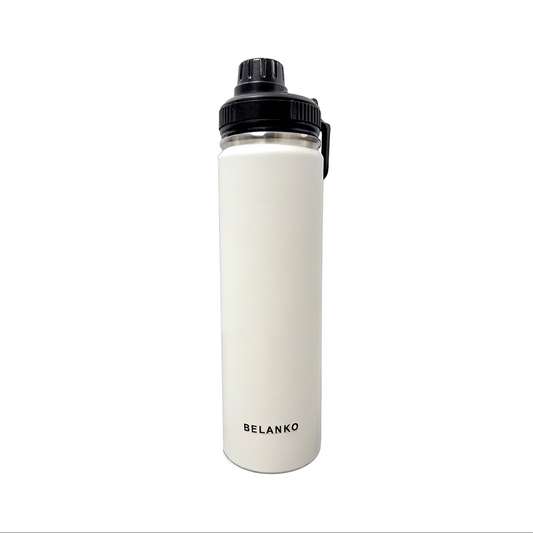 BELANKO 24 OZ  Double Vacuum Drinking Bottle for Sports - White