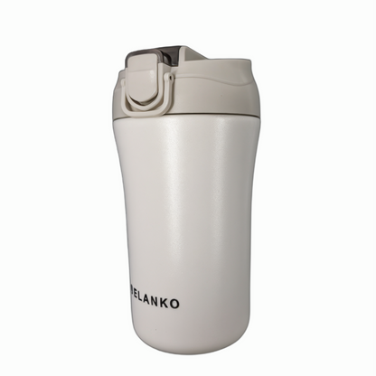 BELANKO 14 OZ Coffee Mug with Straw - White