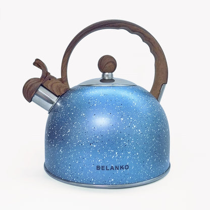 BELANKO Whistling Tea Kettle Stovetop - Rust Resistant Teakettle with Unique Design and Cool Touch Handle - Food Grade Stainless Steel Water Heater